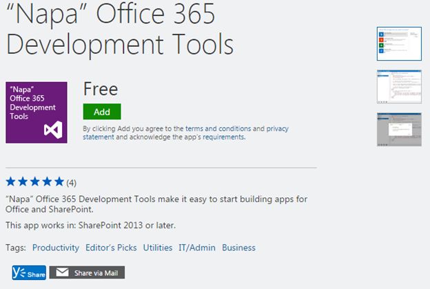 Napa Office 365 Development tools
